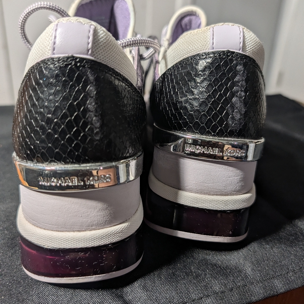 Michael Kors Liv Extreme Snakeskin Embossed Mixed Trainers. Size 8.5(W) - Picture 6 of 9